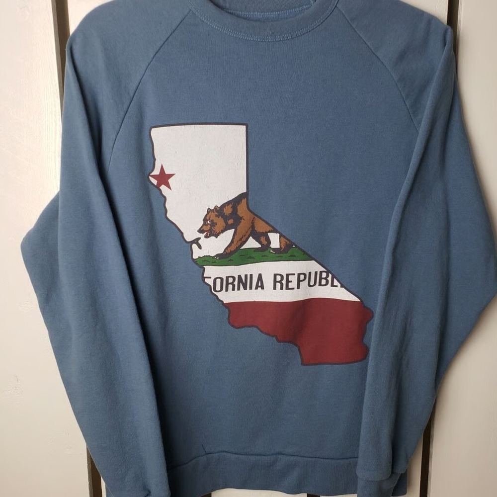 Mustache Brigade California Brown Bear Crewneck‎ Sweatshirt Size Medium